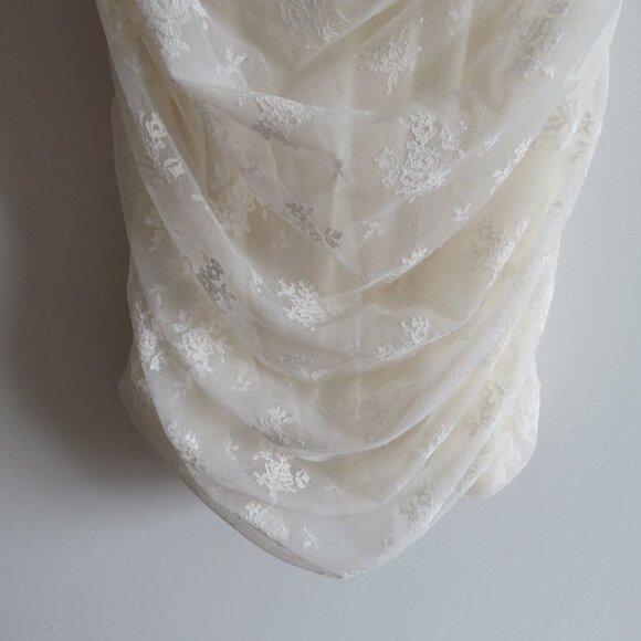 BHLDN Bailee White Lace Ruched Stretch Bodycon Dress Romantic Wedding Size S - Picture 8 of 16